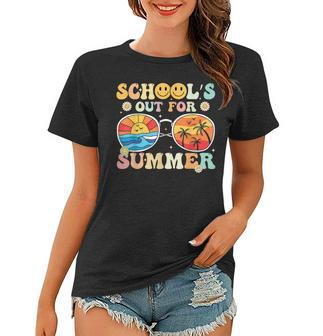 Retro Groovy Schools Out For Summer Graduation Teacher Kids Women T-shirt - Thegiftio UK