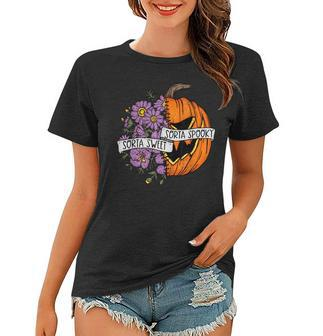 Sorta Sweet Sorta Spooky Floral Jack O Lantern Halloween Halloween Funny Gifts Women T-shirt | Mazezy