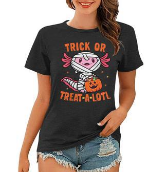 Trick Or Treat A Lotl Axolotl Halloween Costume Toddler Kids Halloween Funny Gifts Women T-shirt | Mazezy
