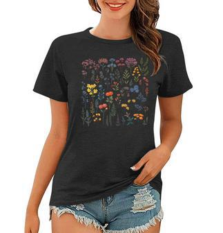 Vintage Inspired Wildflower Botanical Chart Flower Garden Women T-shirt | Mazezy