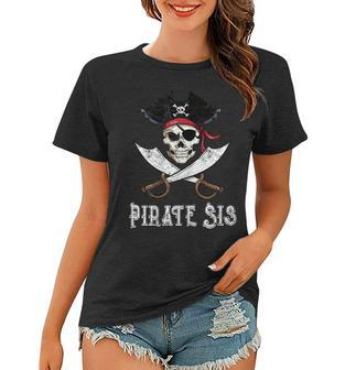 Vintage Pirate Sis Sister Halloween Skull Cross Bones Gifts For Sister Funny Gifts Women T-shirt | Mazezy