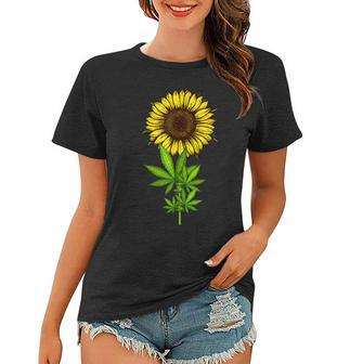 Weed Marijuana Leaf Cannabis Sunflower Funny Girls Mom Mama Women T-shirt - Seseable