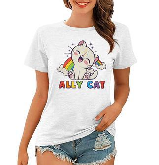 Ally Cat Lgbt Gay Pride Month 2023 Lgbtq Rainbow Cute Kitty   Women T-shirt
