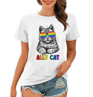 Ally Cat Rainbow Gay Pride Cute Lgbt Animal Pet Lover Women T-shirt | Mazezy