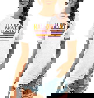 Vintage Halloween Trick Or Treat Spooky Vibes Boo Scary Halloween Funny Gifts Women T-shirt | Mazezy