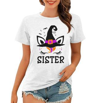 Witch Costume For Unicorn Sister Vintage Halloween Party Gifts For Sister Funny Gifts Women T-shirt | Mazezy