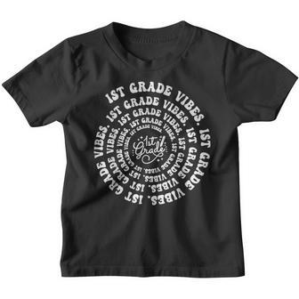 1St Grade Vibes Spiral Groovy Vintage First Day Of School Groovy Gifts Youth T-shirt | Mazezy
