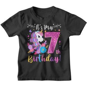 7 Year Old Its My 7Th Birthday Cute Unicorn Kids Girls Ns Youth T-shirt - Thegiftio UK