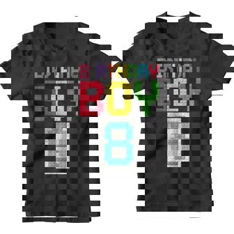 8Th Birthday Boy Master Builder 8 Years Old Block Building Youth T-shirt - Thegiftio