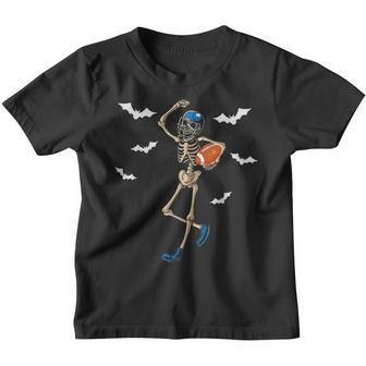 American Football Skeleton Halloween Football Fan Boys Youth T-shirt - Monsterry