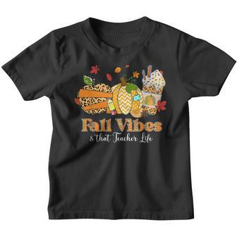Apple Pencil Pumpkin Leopard Fall Vibes That Teacher Life Gifts For Teacher Funny Gifts Youth T-shirt | Mazezy