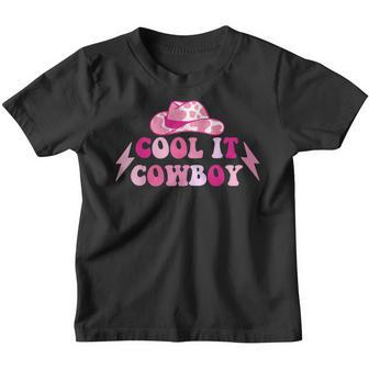 Cool It Cowboy Western Cowgirl Rodeo Pink Cowboy Hat Howdy Youth T-shirt | Mazezy