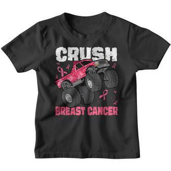 Crush Breast Cancer For Boys Toddlers Monster Truck Youth T-shirt - Thegiftio