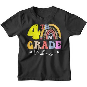 First Day Of 4Th Grade Vibes Back To School Rainbow Leopard  Rainbow Gifts Youth T-shirt