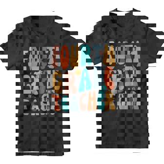 Fourth Grade Teacher Retro Groovy Design 4Th Grade Teaching Gifts For Teacher Funny Gifts Youth T-shirt | Mazezy