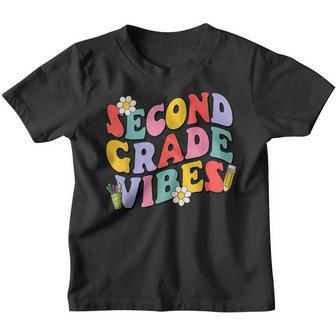 Funny 2Nd Grade Vibes Back To School First Day Groovy Retro Retro Gifts Youth T-shirt | Mazezy