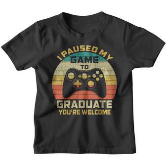 Funny Gamer Graduate Graduation I Paused My Game To Graduate Youth T-shirt - Thegiftio UK