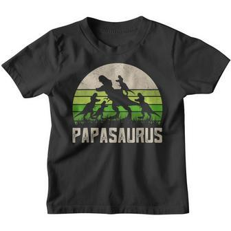 Funny Grandpa Papasaurus Dinosaur 4 Kids Fathers Day Youth T-shirt | Mazezy