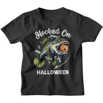 Halloween Fishing Boys Zombie Bass Fish Pumpkin Youth T-shirt - Monsterry