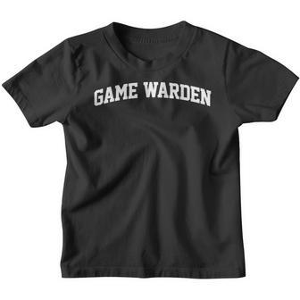 Game Warden Vintage Retro Job Varsity Arch Funny Youth T-shirt | Mazezy