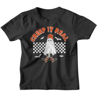 Ghost Skateboard Creep It Real Halloween Toddler Boy Kid Youth T-shirt | Mazezy
