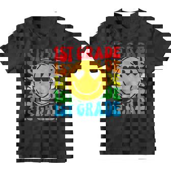 Groovy First Grade Vibes Smilie Teachers Back To School Groovy Gifts Youth T-shirt | Mazezy