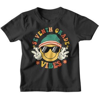 Groovy Seventh Grade Vibes Smile Boys Girls Back To School Groovy Gifts Youth T-shirt | Mazezy