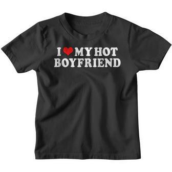 I Love My Hot Boyfriend Heart Hot Boyfriend Couple Matching Youth T-shirt - Thegiftio UK