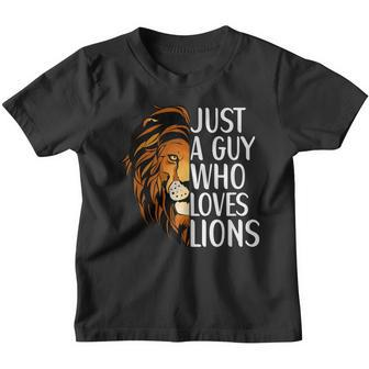 Just A Guy Who Loves Lions Lion Apparel For Men Boys Youth T-shirt | Mazezy