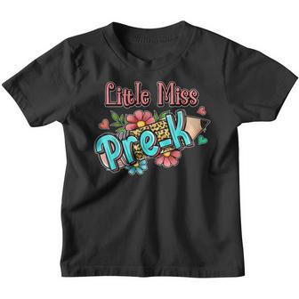 Leopard Pencil Little Miss Pre K Back To School Preschool Little Miss Gifts Youth T-shirt | Mazezy