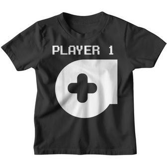 Player 1 Matching Couple Outfit Father Son Gamer Gift Gaming Youth T-shirt | Mazezy