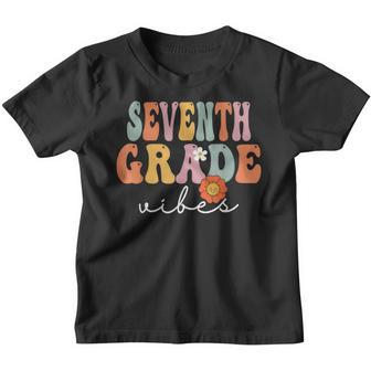 Seventh Grade Vibes Retro Groovy First Day Back To School Retro Gifts Youth T-shirt | Mazezy