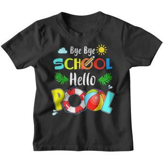 Summer Time Goodbye School Hello Pool Mermaid Students Funny Youth T-shirt - Thegiftio UK