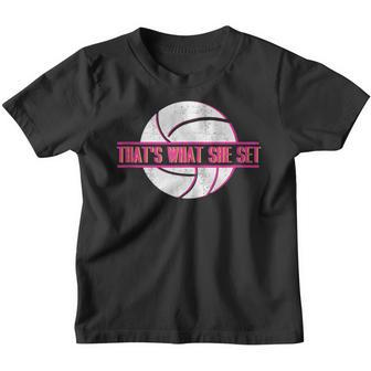 Thats What She Set | Ball Game | Beach Volleyball Player Youth T-shirt - Thegiftio UK