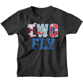 Two Fly Birthday Party Decorations For Boy Airplane 2Nd Bday Youth T-shirt - Thegiftio UK