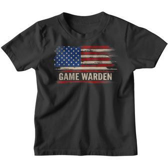 Vintage Game Warden American Flag Job Gift Youth T-shirt | Mazezy