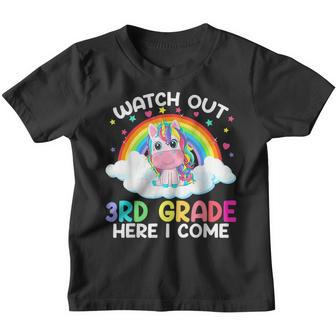 Watch Out 3Rd Grade Here I Come Back To School Unicorn Unicorn Funny Gifts Youth T-shirt | Mazezy