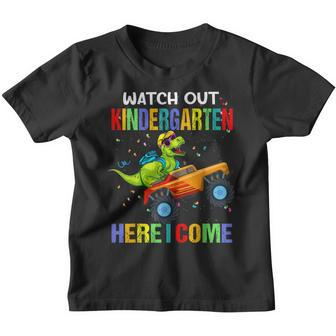 Watch Out Kindergarten Here I Come First Day Of Dinosaur Boy Dinosaur Funny Gifts Youth T-shirt | Mazezy
