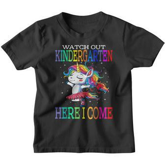 Watch Out Kindergarten Here I Come Unicorn Back To School Unicorn Gifts Youth T-shirt | Mazezy