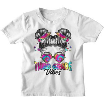 3Rd Grade Vibes Messy Bun Girl Back To School Tie Dye 3Rd Grade Gifts Youth T-shirt | Mazezy