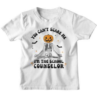 You Cant Scare Me Im The School Counselor Halloween Skeleton Youth T-shirt - Monsterry