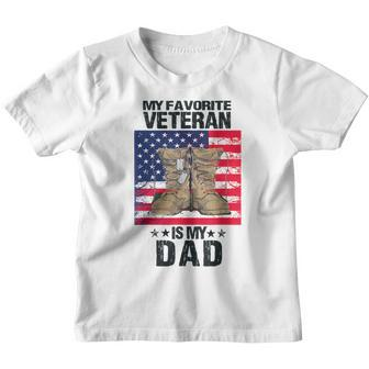 Dad Fathers Day My Favorite Veteran Is My Father Proud Kids Youth T-shirt | Mazezy