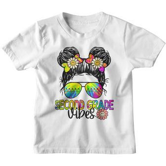 First Day Of 2Nd Grade Vibes Back To School Messy Bun  Bun Gifts Youth T-shirt