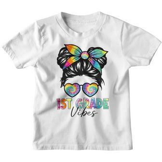 First Grade Vibes Messy Bun 1St Grade Team Back To School Bun Gifts Youth T-shirt | Mazezy