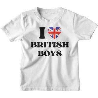 Funny I Love British Boys I Red Heart British Boys Britain Youth T-shirt - Thegiftio