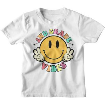 Groovy 2Nd Grade Vibes Face Retro Teachers Back To School Retro Gifts Youth T-shirt | Mazezy