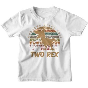Kids 2Nd Birthday Two Rex Gift Second Dinosaur Gifts 2 Year Old Youth T-shirt | Mazezy