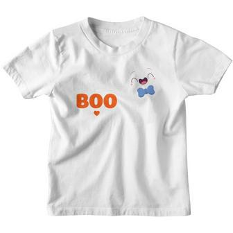 Kids Little Boo Brother Ghost Matching Bow Halloween Costume Boy Youth T-shirt | Mazezy