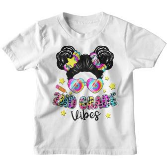Messy Bun Tie Dye 2Nd Grade Vibes Cute Back To School Gifts Bun Gifts Youth T-shirt | Mazezy