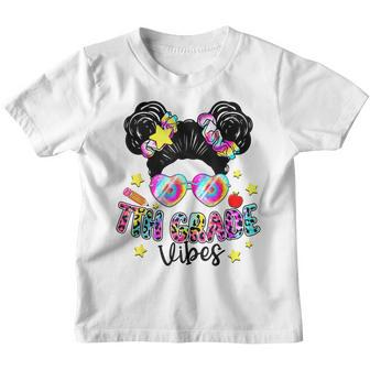 Messy Bun Tie Dye 7Th Grade Vibes Cute Back To School Gifts Bun Gifts Youth T-shirt | Mazezy